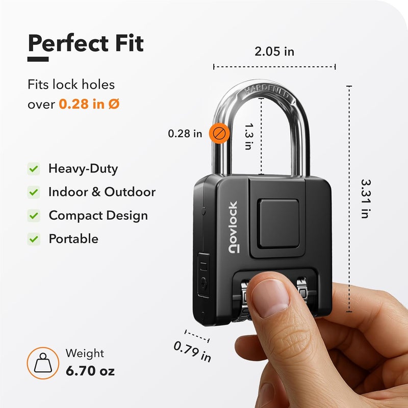NovLock Combination Locks for Outdoor & Indoor | Heavy Duty, Weatherproof, 4-Digit Security | Padlock for Lockers, Gates, Fences, Sheds, Storage | 2-Pack, Black - Image 2